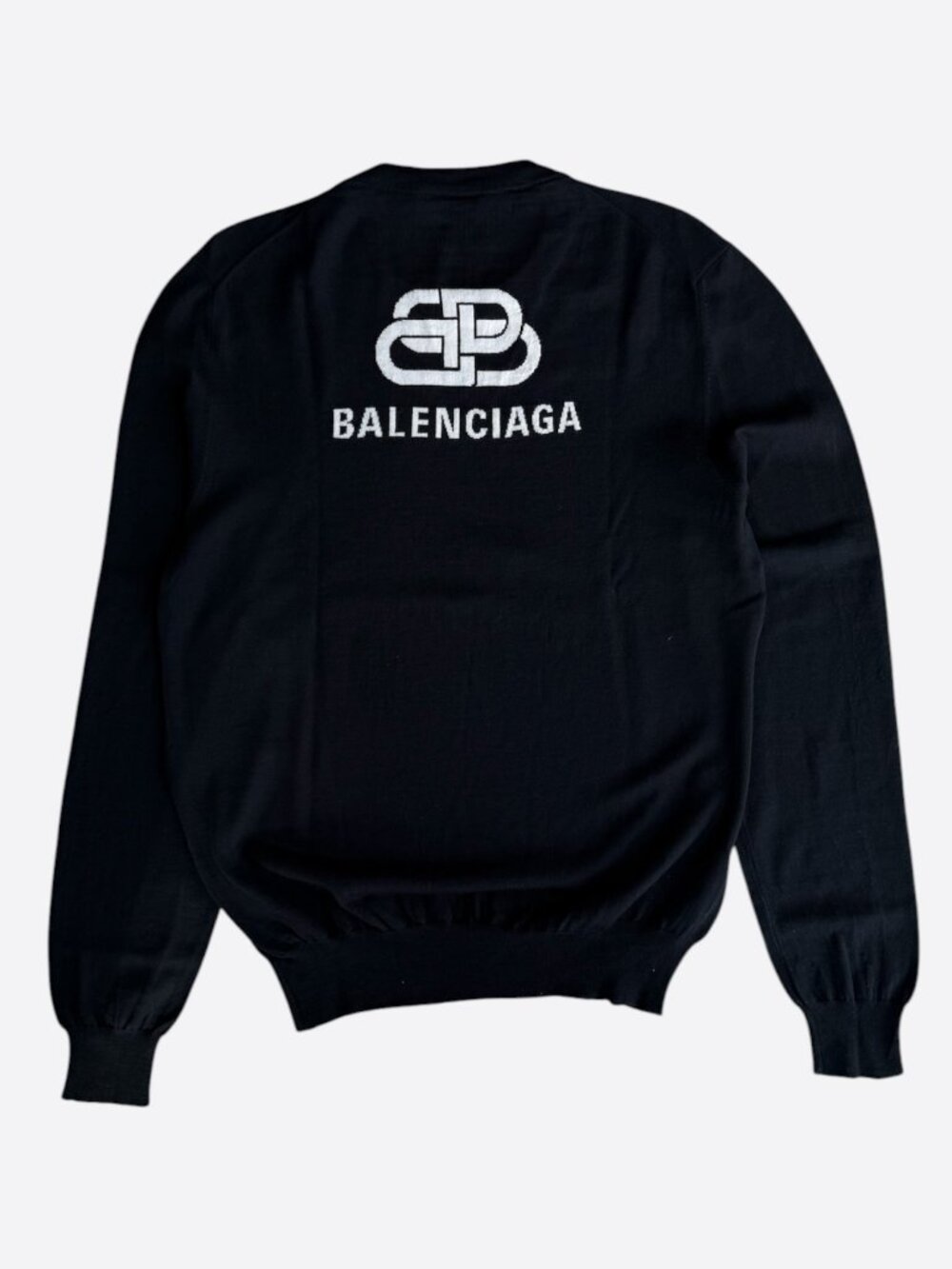 Balenciaga Black & White BB Logo Knit Sweater